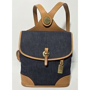 Vintage Dooney & Bourke Denim Leather Cabriolet Backpack USA